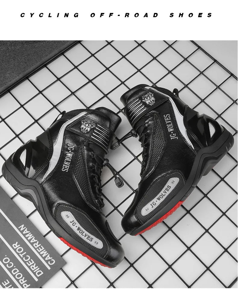Motorcycle Shoes Men Off-road Adventure Motocross Low Boots  Retro Black Riding Shoes Rubber Sole Waterproof Motorcyclist Shoes