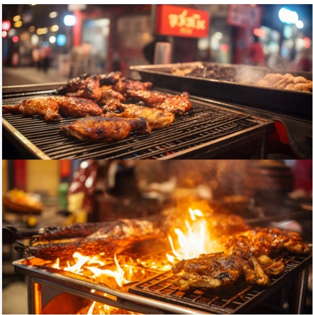 Chinese Stainless Steel Commercial Automatic Pig Meat Rotisserie Charcoal Bbq Grill Machine For Restaurant