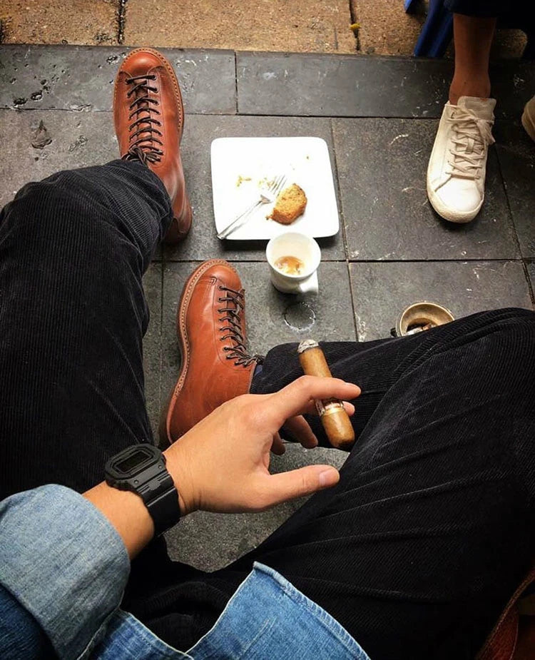 Mens British Wind Retro Boots Motorcycle Short Boots Men's Leather Boot Casual Work Shoes Men Women's Tide Chelsea Boots