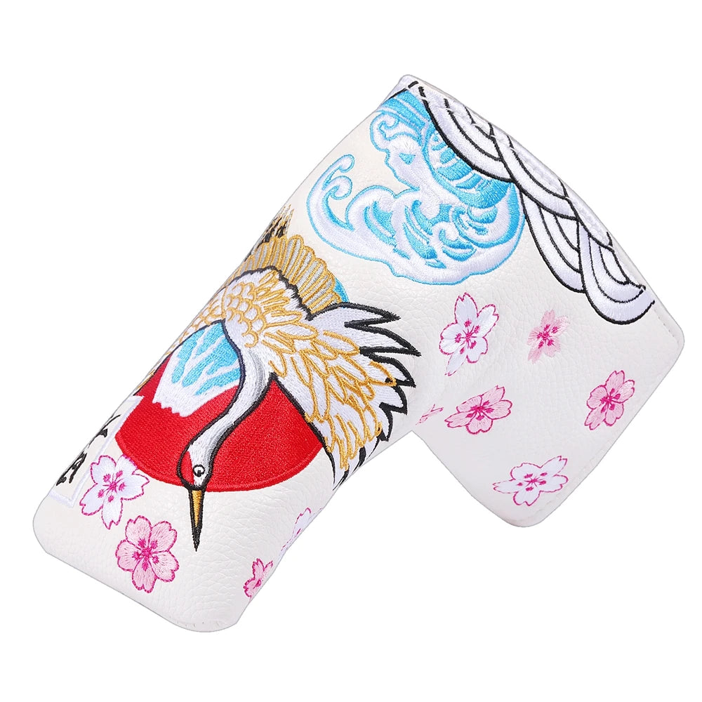 Crane Japan Embroidery Magnetic Closure Center shafted Golf Mallet Putter Headcover Golf Blade Putter Cover
