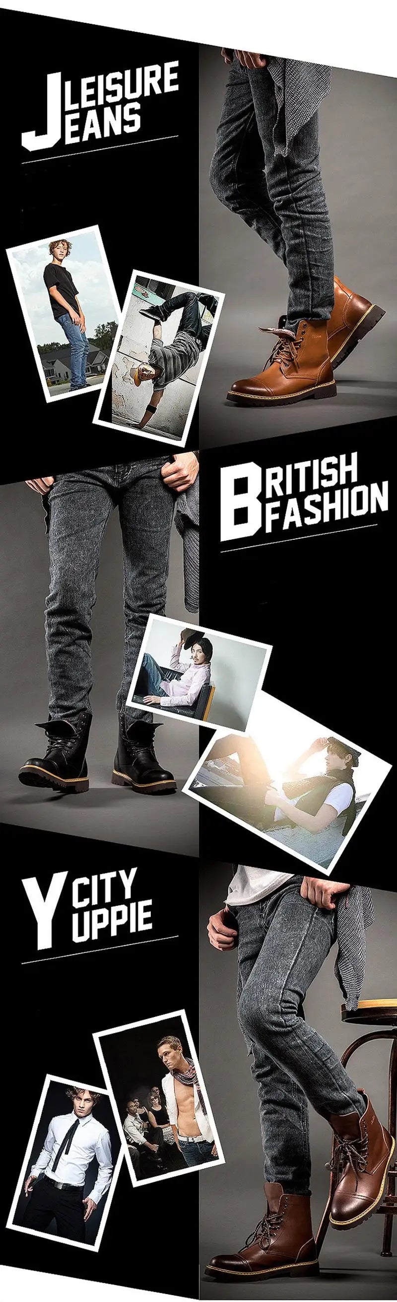 Genuine Leather Men's Boots Plush Warm Winter Boots High Quality Men Motorcycle Boots Fashion Tooling Shoes