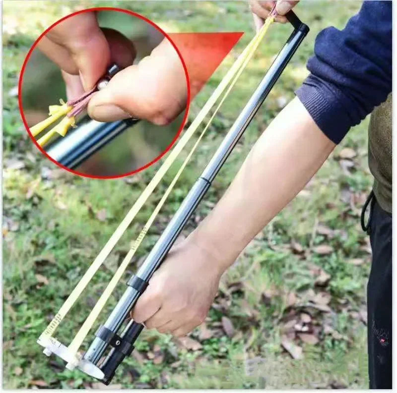 Straight Rod High Precision Telescopic High Power Red Laser Flat Rubber Band Stainless Steel Outdoor Hunting Catapult Slingshot