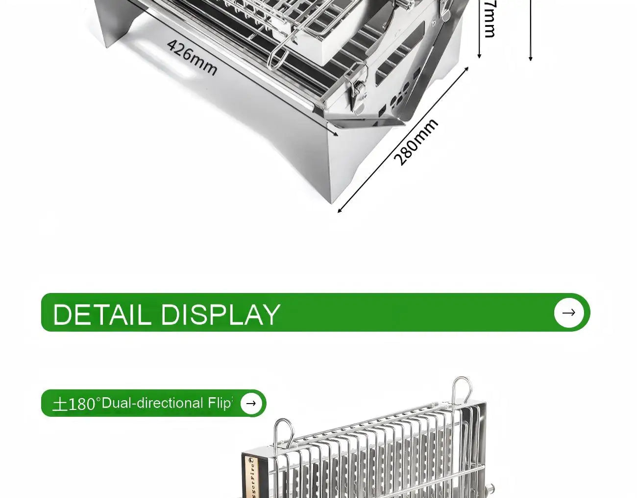 360° Rotating BBQ Grill – Stainless Steel, 5.7kg Lightweight for Camping & Parties – Feeds 1-6, Hands-Free Grilling for Family &