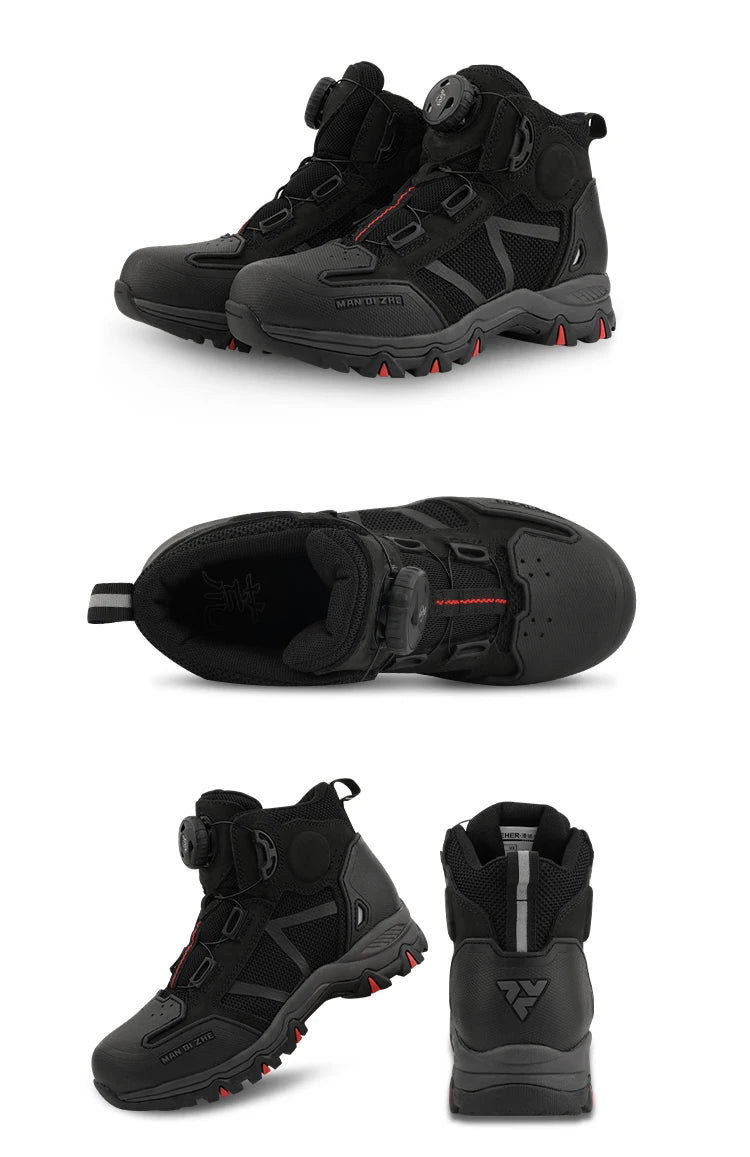 FEHER Motorcycle Boots BOA System CE Level 2 Foot Protection Hiking Shoes Waterproof All Season for Rider and Wilderness Climber