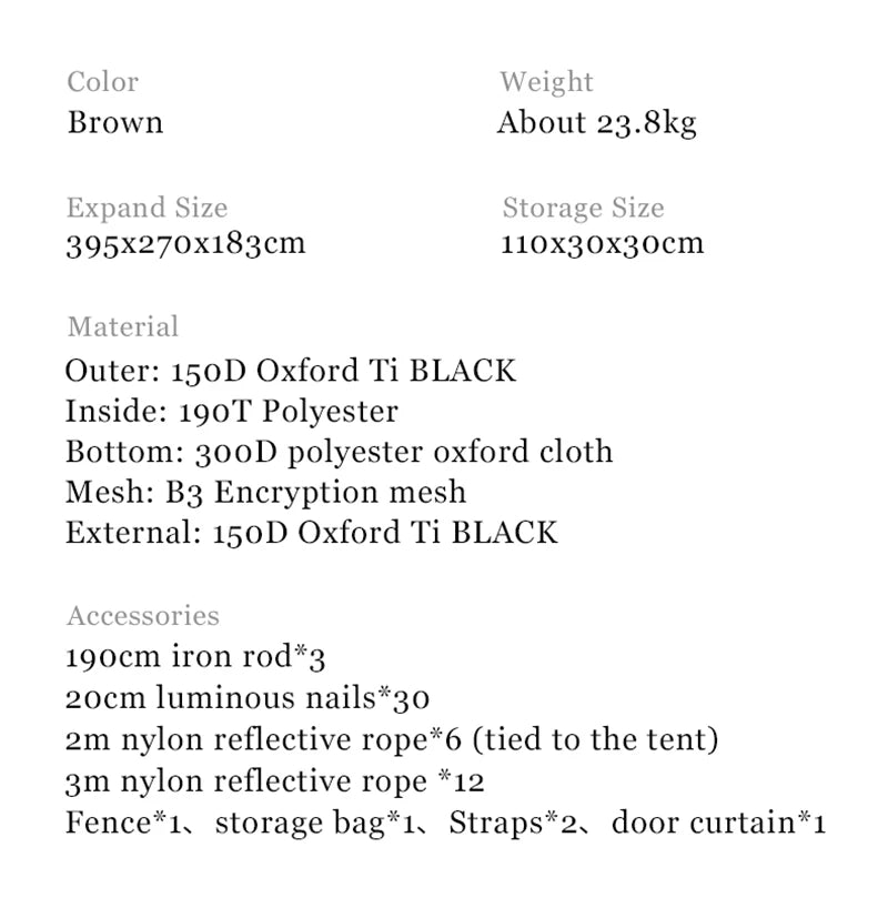 Naturehike Village 13 Automatic Cabin Tent Black Coated Outdoor Camping Picnic Sunscreen 27㎡ 2 Rooms 2 Halls Waterproof Tent