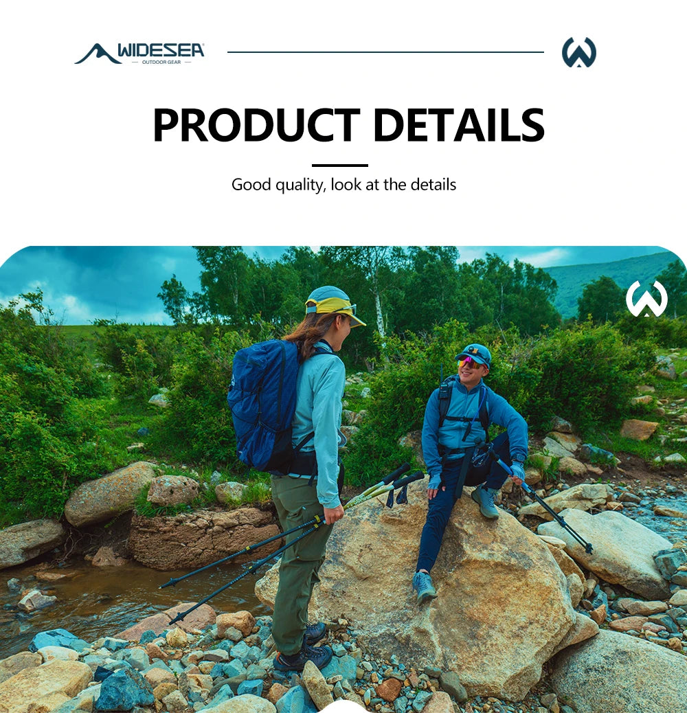 Widesea Trekking Poles 3section Telescopic Pole Carbon Installed Lock For Anti-slip Adjustment Portable Outdoor Walking Sticks