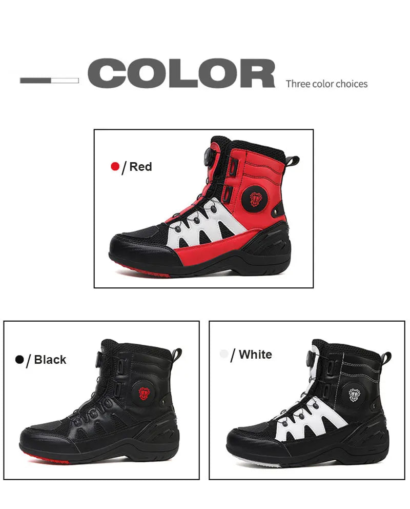 Men Motorcycle Boots New Waterproof Motorbike Riding Shoes Microfiber Breathable Men's Motorcycle Shoes Motos Bike Sport Boot