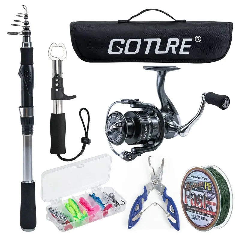 Goture 2.1M 2.4M 2.7M Portable Telescopic Spinning Fishing Rod Carbon Fiber Fishing Rod Tackle Sea Rod Fishing Tackle Pesca