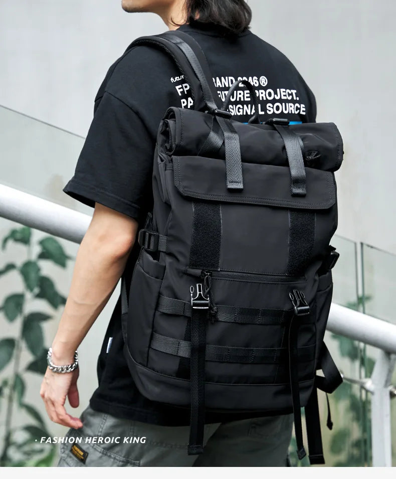 Roll Top Backpack for Men, Water Resistant Expandable, 17.3 inch Laptop Backpack for Commute Travel, 40 Max Liter Rucksack