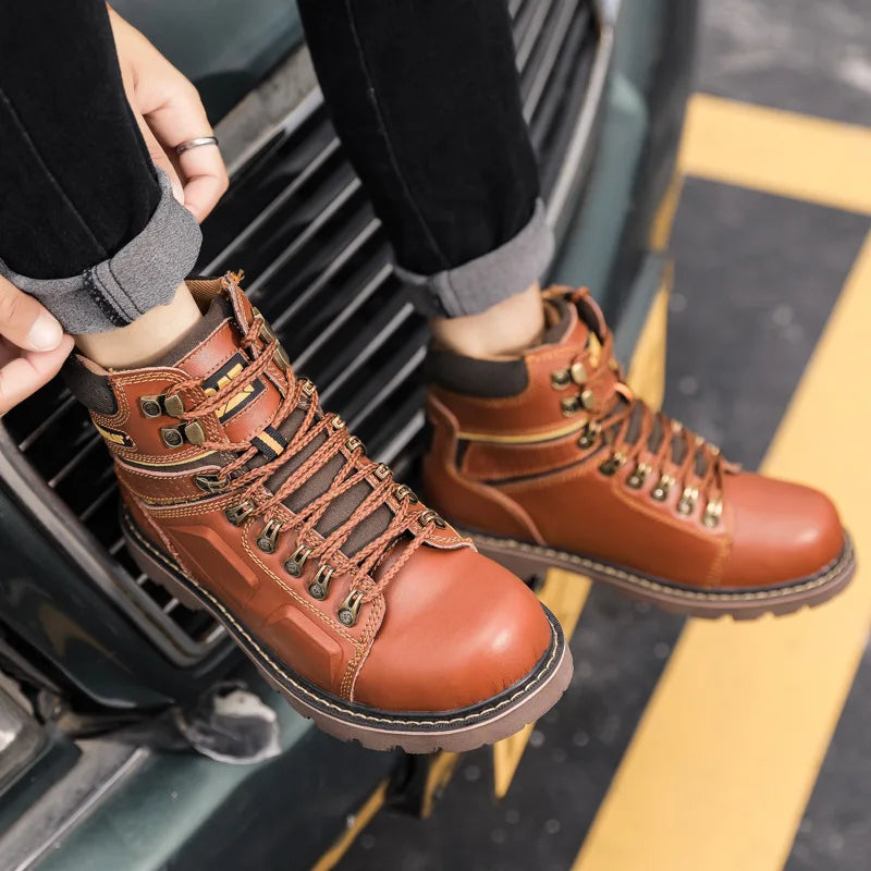 Hot Selling Men's And Women's Motorcycle Boots, Genuine Leather Couple's Workwear Boots, Outdoor Hiking Boots, Hiking Boot, Cyc