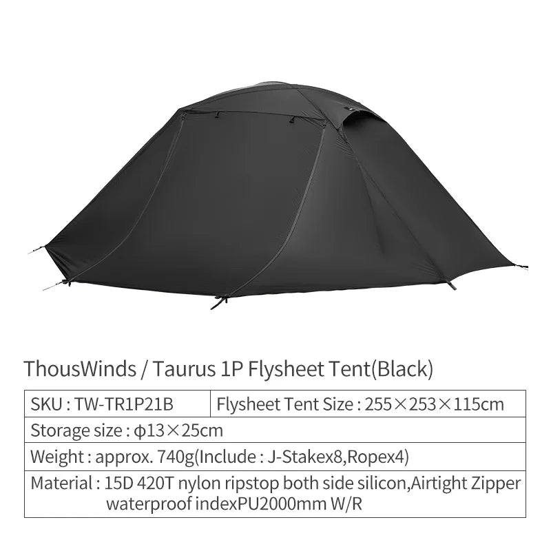 Thous Winds Taurus Solo Tent, Ultralight Hiking Camp, Solo Backpack Tent, Outdoor Cot Tent, 15D Nylon Ripstop Both Side Silicon