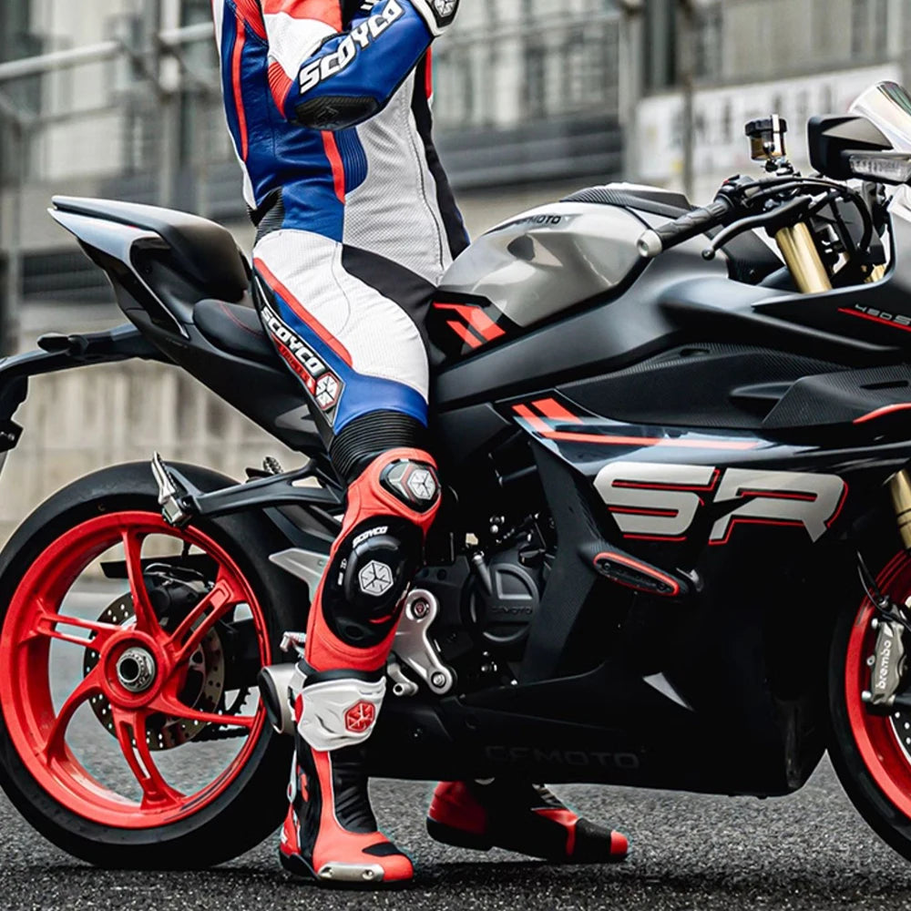 SCOYCO Knee-High Motorcycle Boots For Men Women Off-Road Highway Riding Durable Anti-Slip Sole Ankle Support All-Terrain Grip