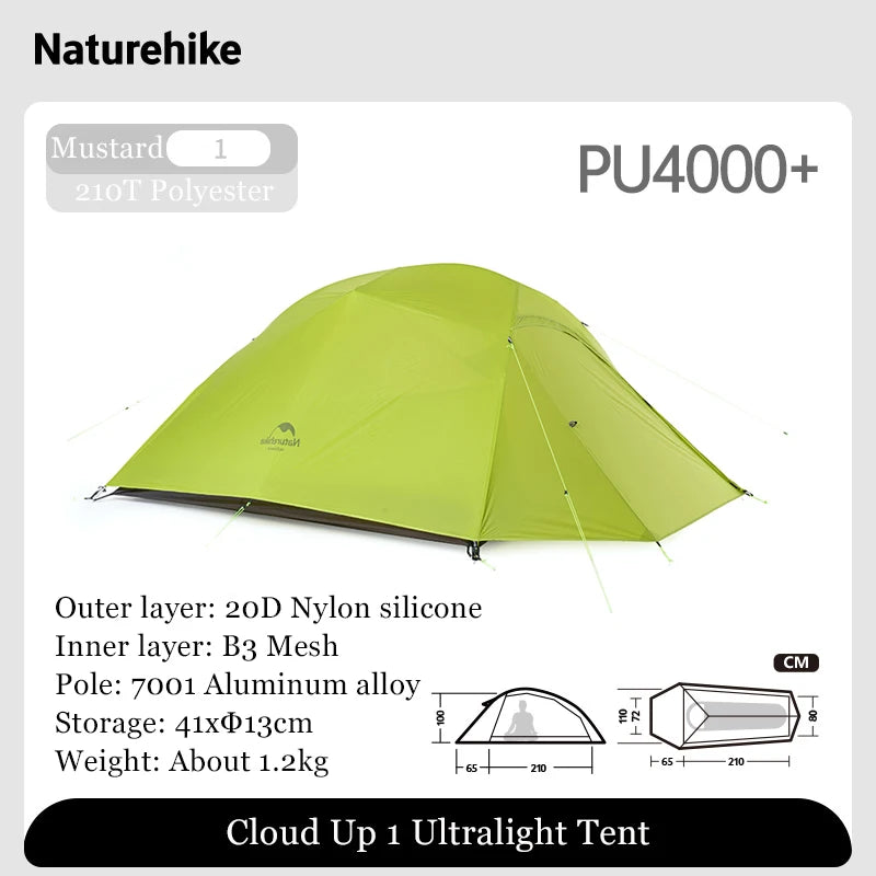 Naturehike Outdoor Upgrade Cloud Up 2 3 Person Tent 20D Nylon Silicone Double Layer Aluminum Pole Ultralight Camping Hiking Tent