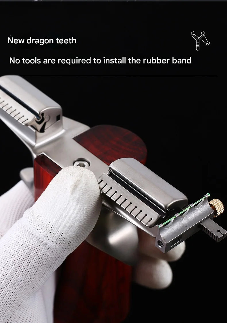 Powerful Dragon Tooth Slingshot Outdoor Competition Actual Combat Quick Pressure Concealed Buckle Catapult With Flat Leather