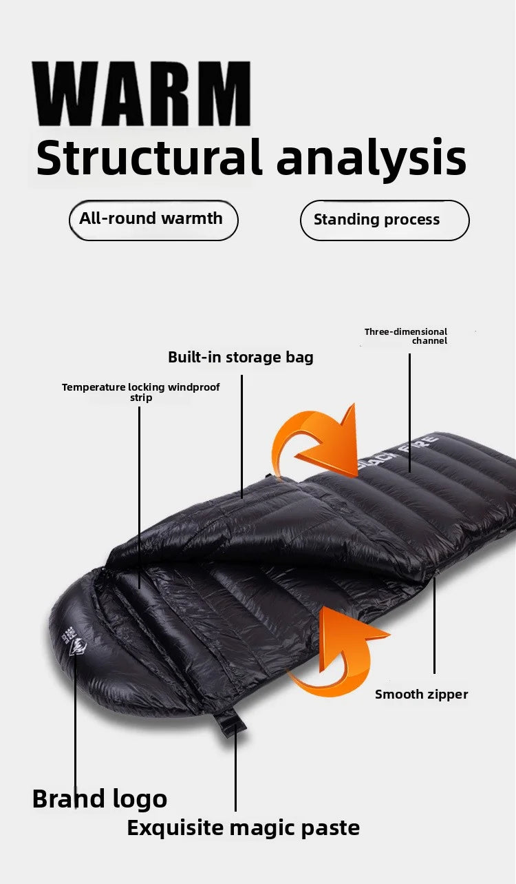 BLACK FLRE Goose Down Adult Envelope Outdoor Light Portable Sleeping Bag Down Sleeping Bag