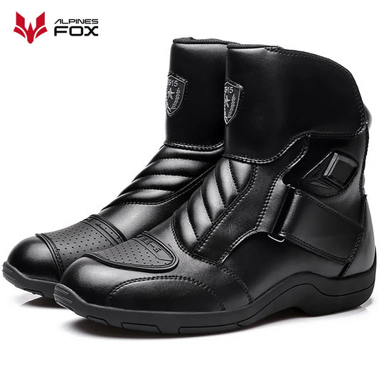 Retro Motorcycle Boots Leather Motorbike Anti-collision Foot Ankle Protective Shoes Moto Riding Short Boot Men