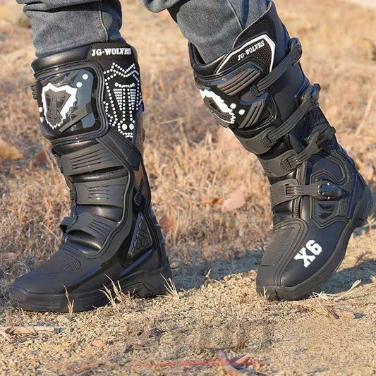 Motorcycle Boot Men Women Riding Mid-Calf Ankle Protective Shoes Moto Motorbike Equipment Racing Long Motorcycle Boots Men