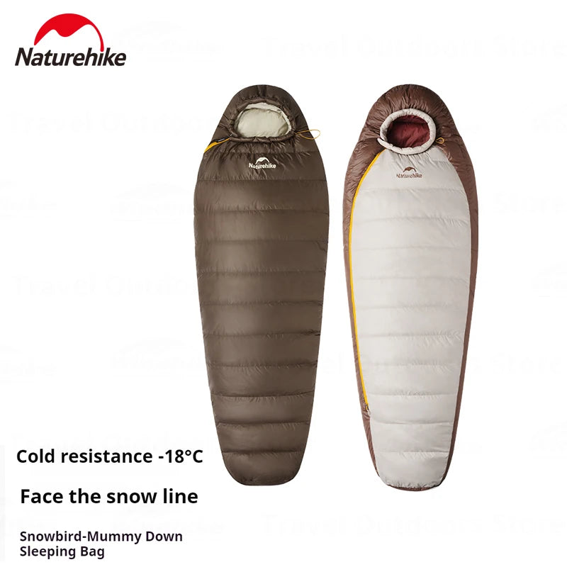 Naturehike Camping Duck Down Sleeping Bag 650FP Mummy Thickening Warm Outdoor Ultralight Portable Winter Down Sleeping Bag -18℃