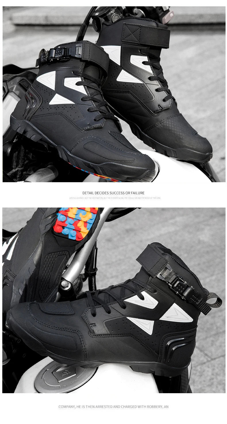 New Motorcycle Boots Men Breathable Motos Riding Boot TPU Protect Men's Motorcycle Shoes Anti Slip Motorbike Ankle Length Boots