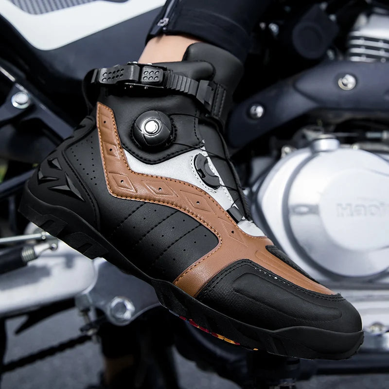 Waterproof Motorcycle Boots Man Wear-Resistant Motocross Boot Breathable Women Motorcycle Anti-Slip Motorcycle Shoes Anti-Fall