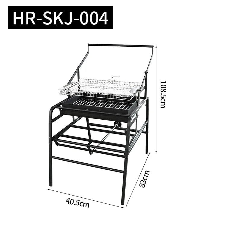 Outdoor dismantling of BBQ charcoal chicken flipping and rotating grill mesh frame for courtyard  beef oven,