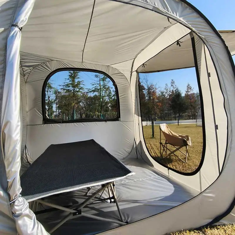 Pop-up SUV Camping Tent: 4 Person Instant Easy Setup Family Tent Connected to Vehicles to Achieve the Freedom of Heat&Cooling