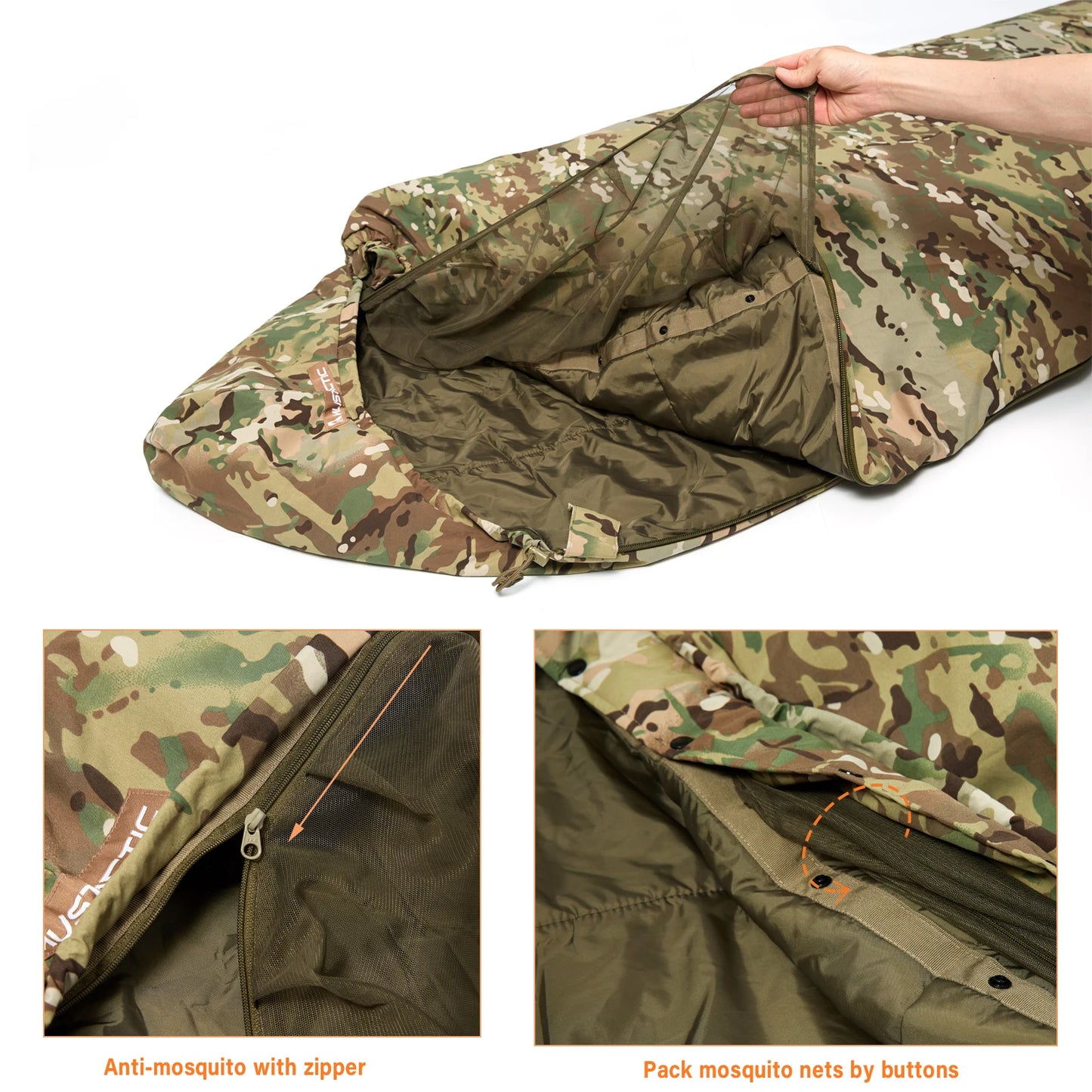 Akmax GT Tactical Military Sleeping Bag – Army Combat Mummy Bag with Waterproof Bivy Cover for Outdoor Camping, Hiking