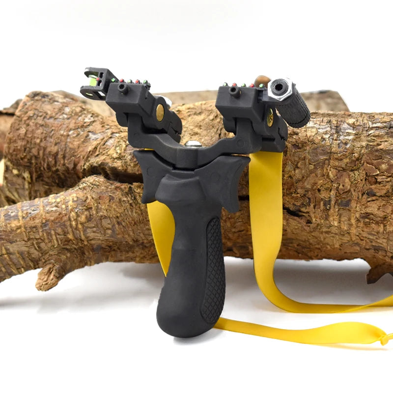 Resin Slingshot Rotating Catapult Head High Precision Outdoor Hunting Shooting Slingshots with Flat Rubber Band  Shooting Games