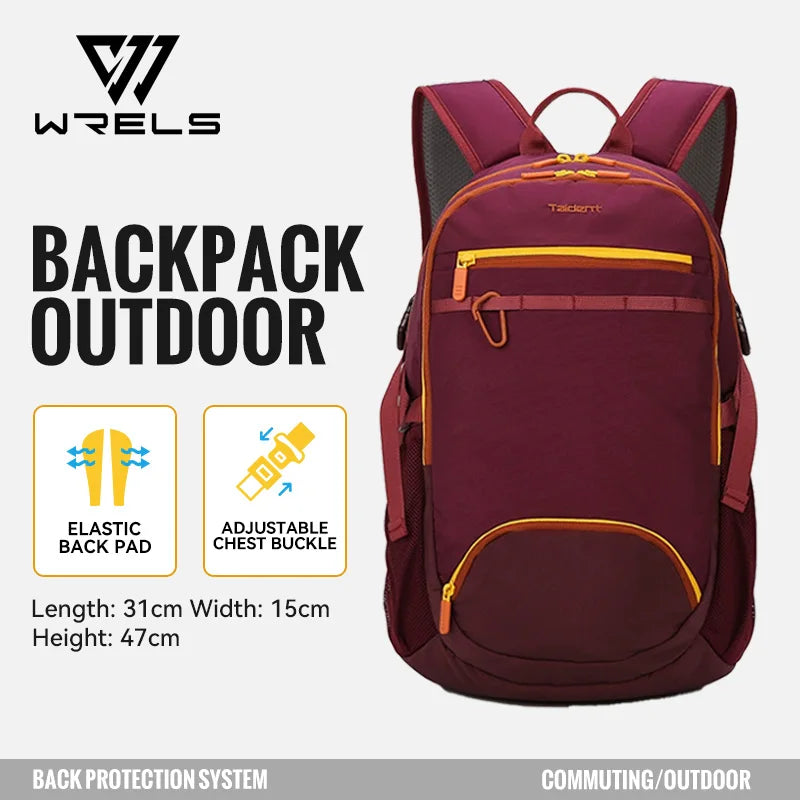 WRELS Backpack Camping Bag Large Capacity Backpack Lightweight Waterproof Mountaineering Bag Breathable Casual Travel Backpack