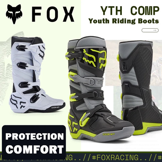 FOX Off-Road Boots Entry Level Comp Youth Motorcycle Boots for ATV/UTV Trail and MX Track Use ravel Shoes Botas Moto for kids