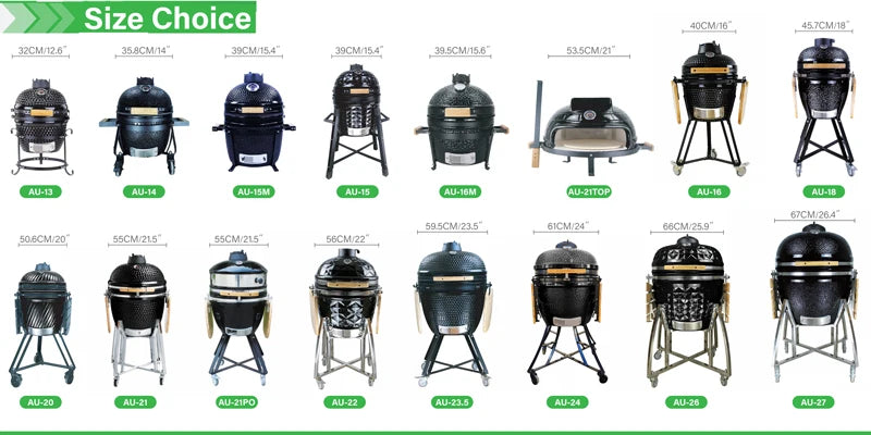 21-Inch Indoor/Outdoor Kamado  Ceramic Grill Oval Egg BBQ with Steel Iron Garden Camping  Ceramic BBQ