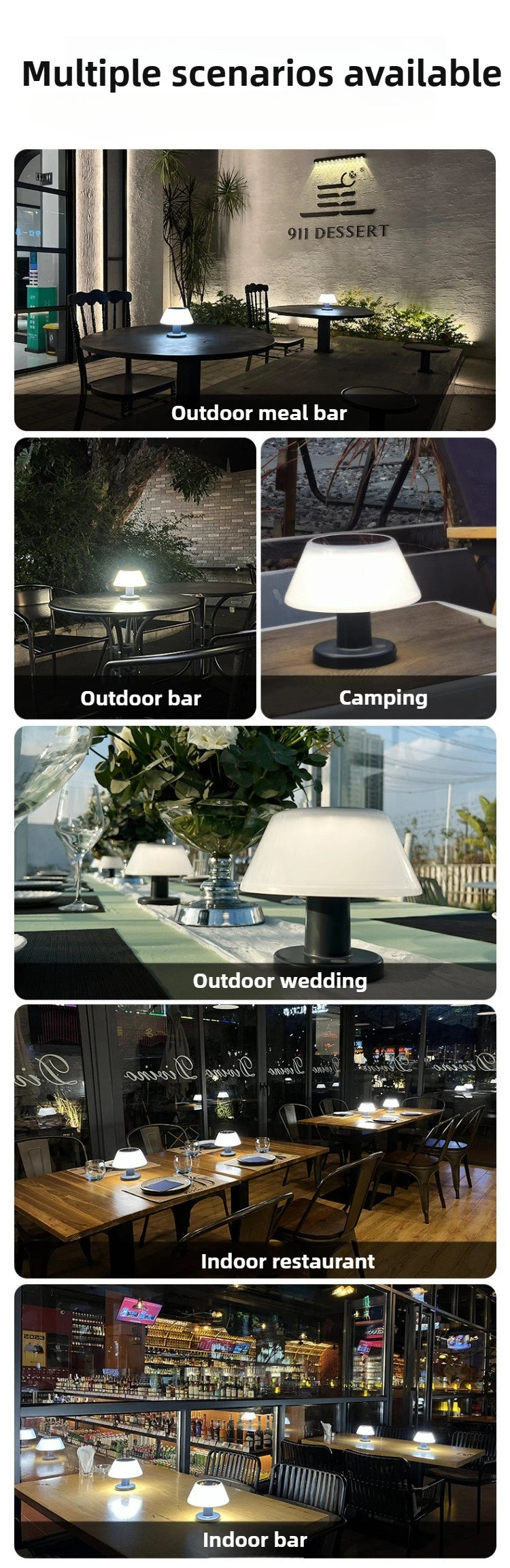 Solar Led Table Lamp Outdoor Modern Home Garden Decoration Solar Charging Cordless Lamp Restaurant For Outdoor Bar Restaurant