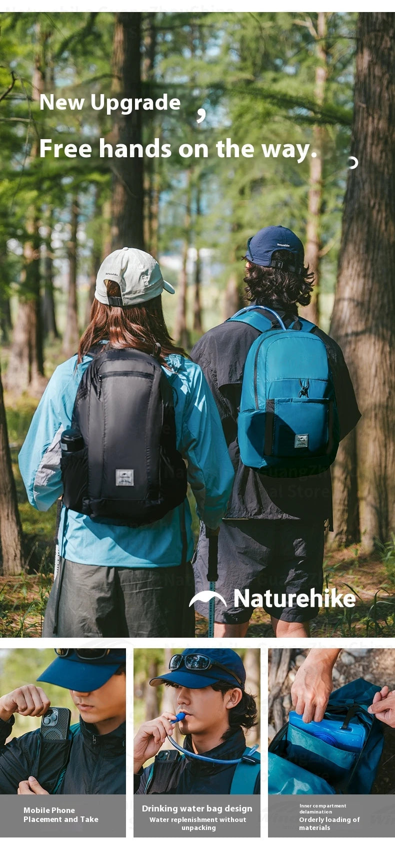 Naturehike 25L/30L Folding Backpack 30D Nylon Silicone Waterproof PU2000+ Outdoor Travel Climbing Hiking Ultralight Shoulder Bag