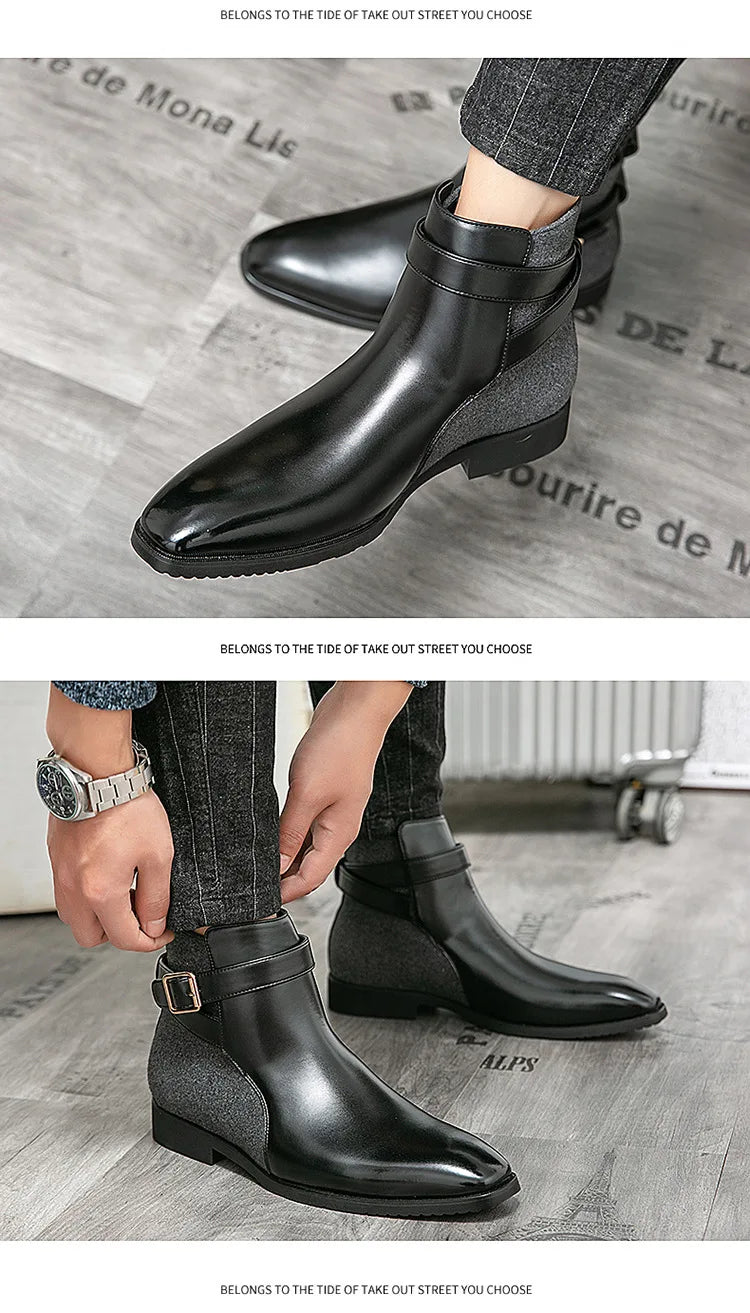 2024 Autumn New Men's Fashion British Style Casual Retro High-top Leather Shoes Men Large Size 39-48