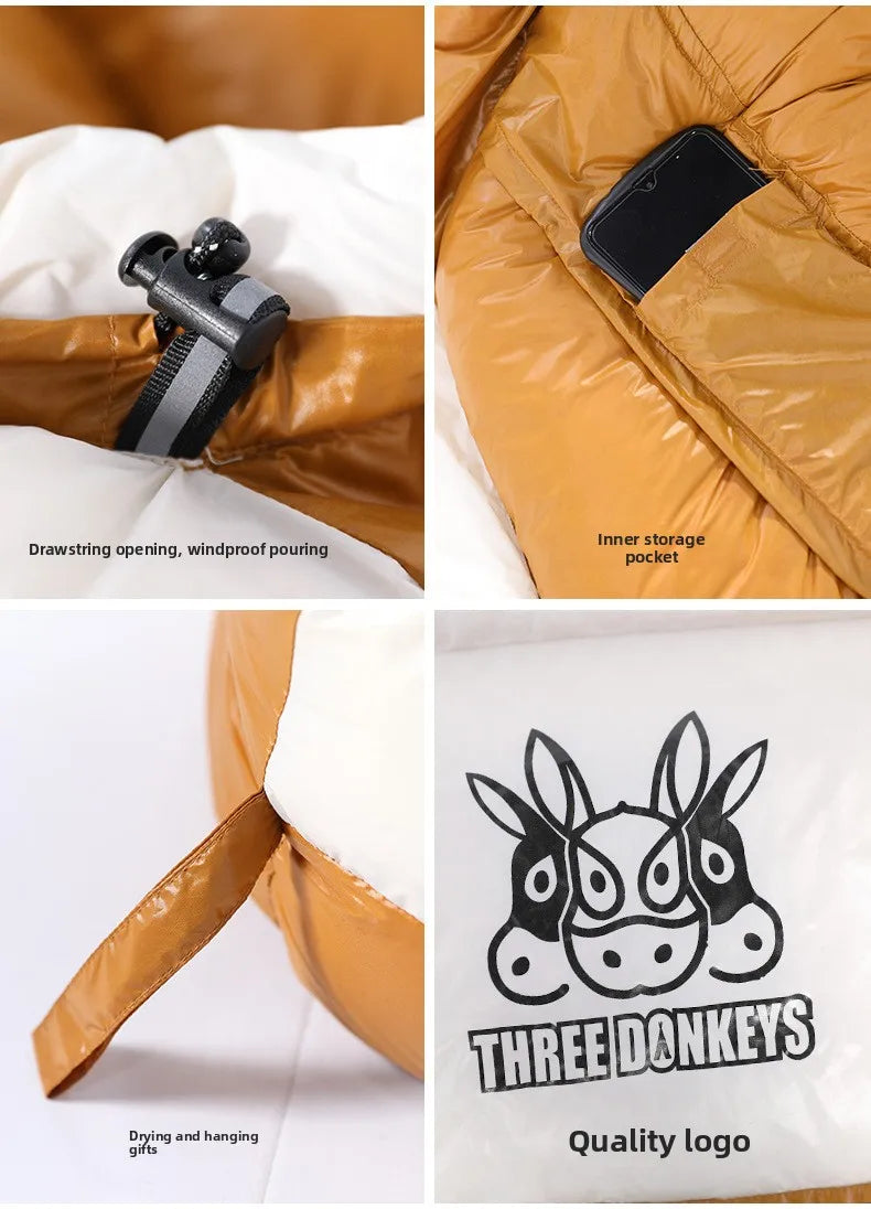 White duck down mummy down sleeping bag adult outdoor camping winter thickened cold minus 30 degrees Sleeping Bags