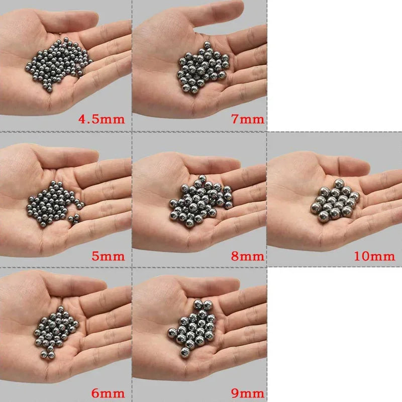 100pcs Slingshot Special Steel Ball for Hunting, Diameter 4.5mm -10mm Ball Bearing Carbon Steel Hunting Accessories