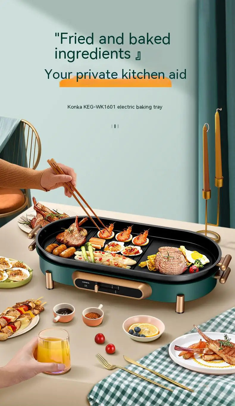 Electric Broiler Korean Household Non-stick Electric Broiler Smokeless Barbecue Electromechanical Roasting Pan