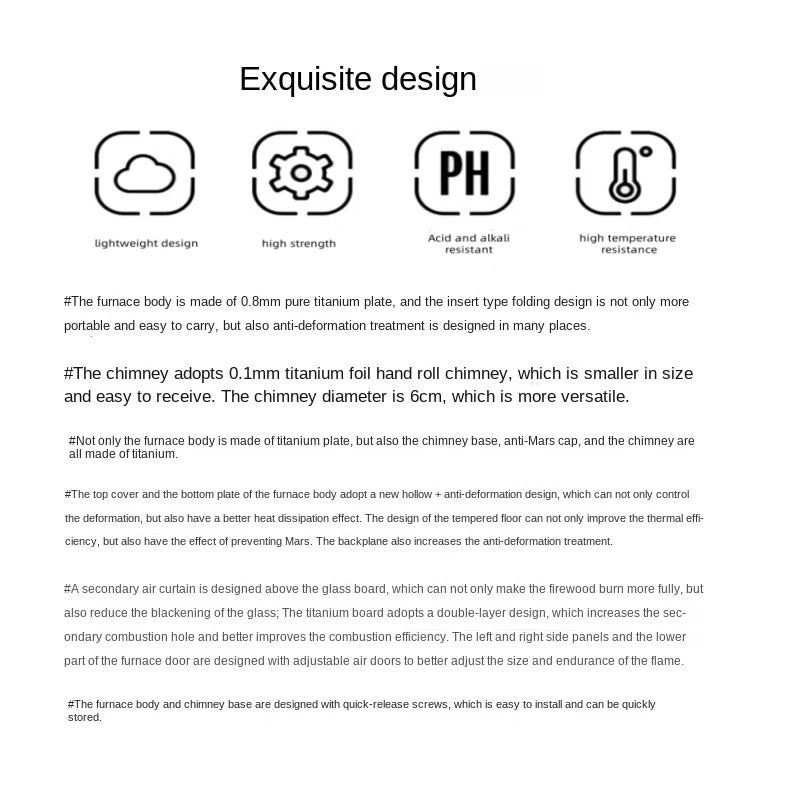 WT-Dream-Ti Titanium furnace Plug-in folding titanium alloy outdoor tent camping wood stove grill