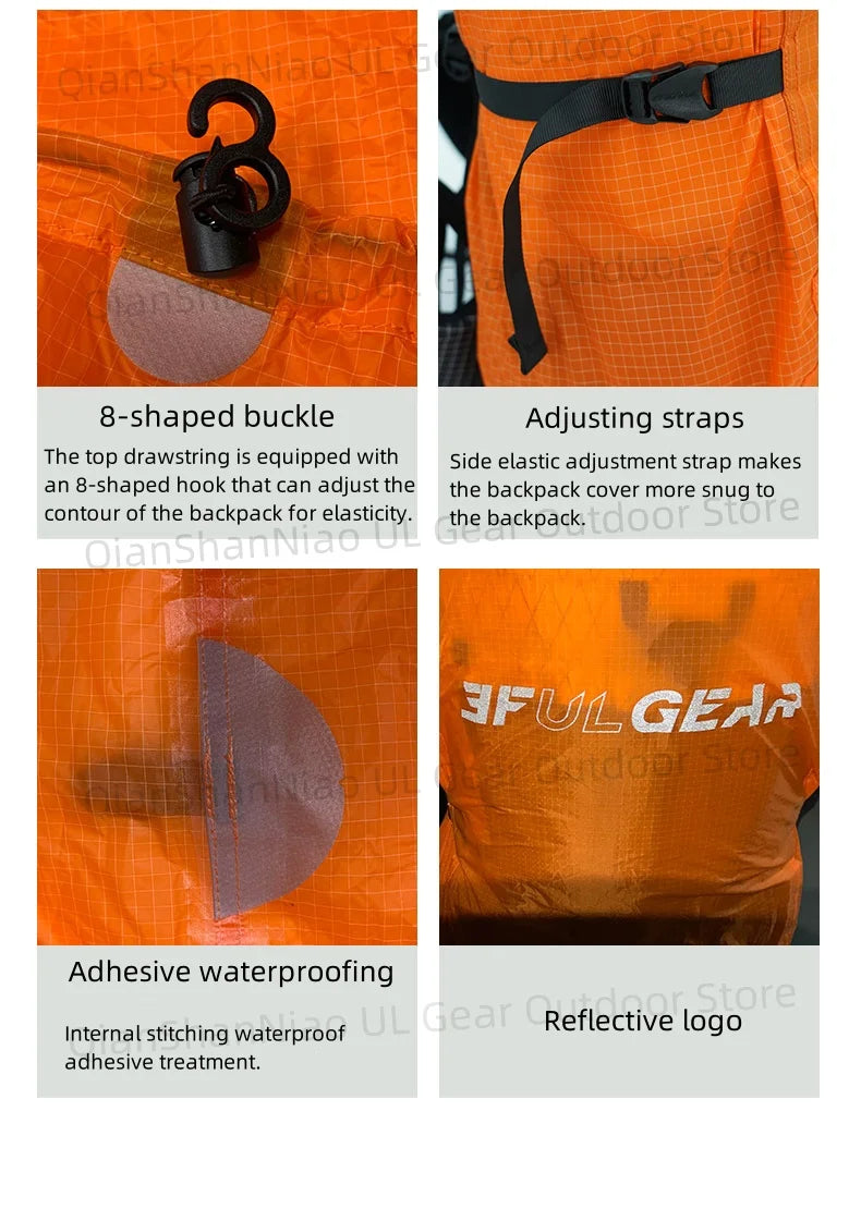 3F UL Gear UHMWPE Rain Cover For Backpack Outdoor Ultralight Hiking waterproof Trekking Rainproof 20-85L Backpack Cover