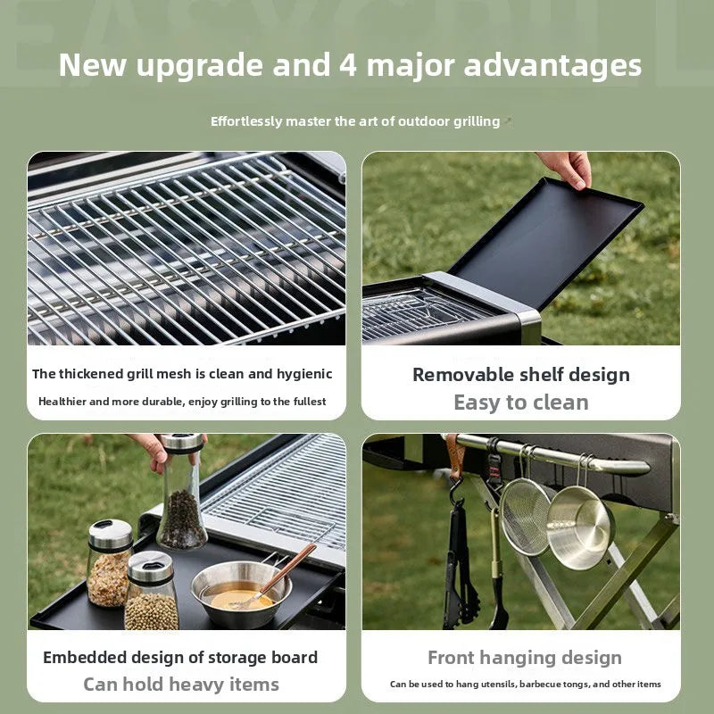 Foldable Charcoal Barbecue Grill Outdoor Portable Large BBQ Stove for Home