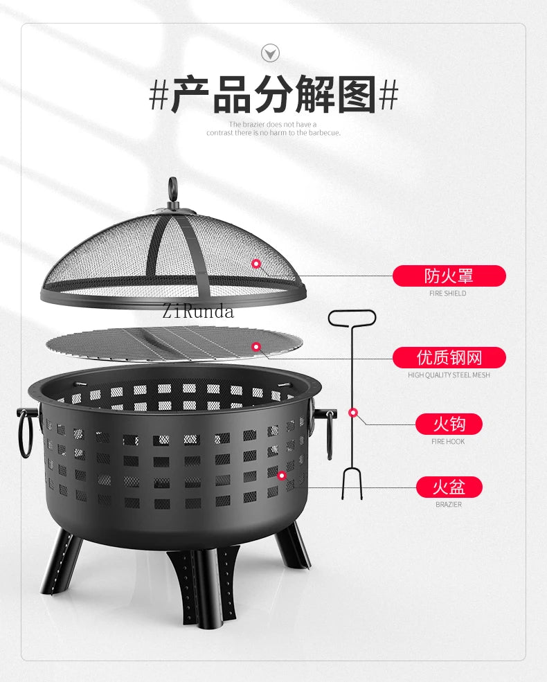 Charcoal brazier Bonfire brazier Household firewood brazier Outdoor patio grill