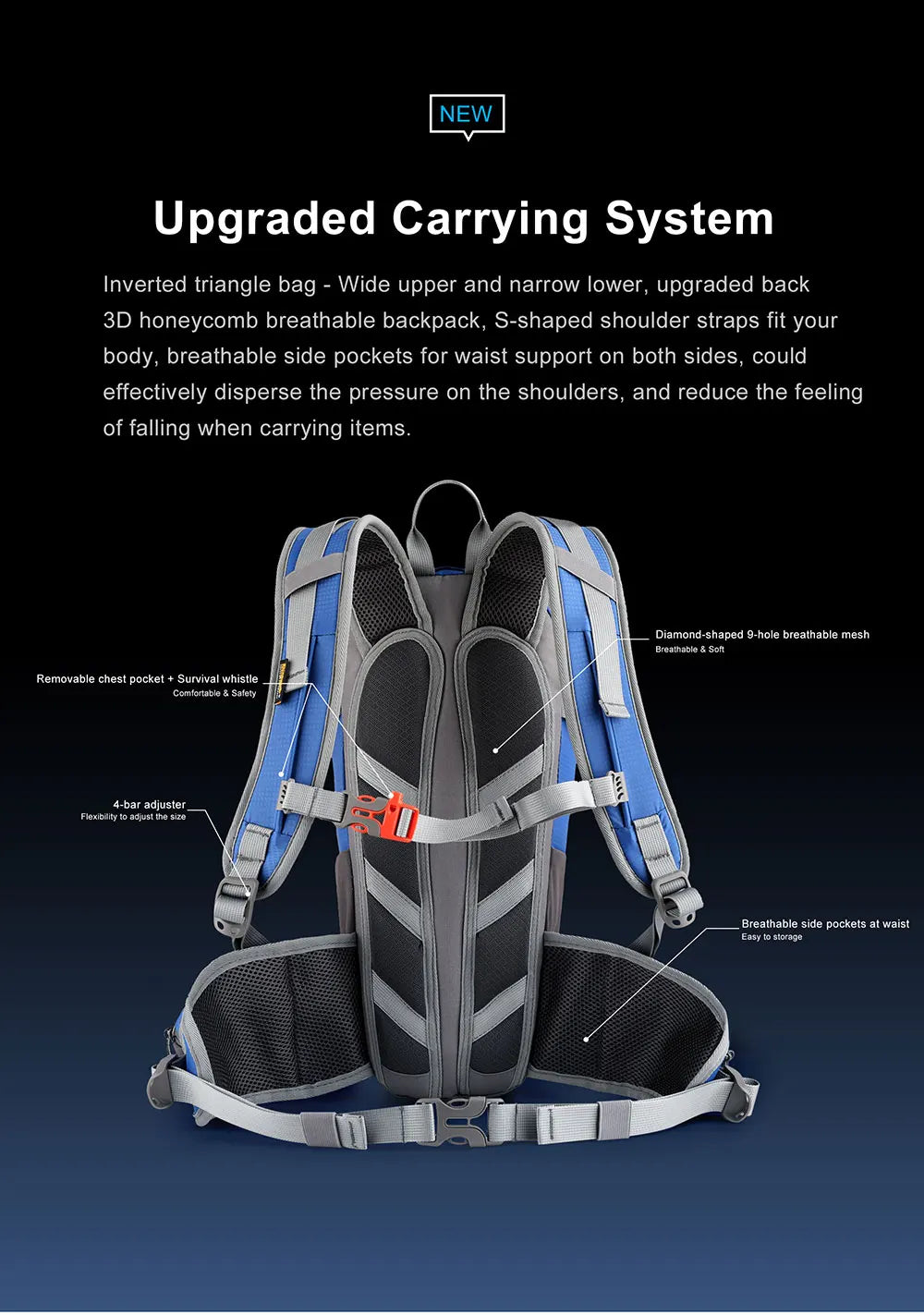 Rhinowalk Climbing Backpack 12L Cycling Backpack Outdoor Sports Bag Travel Backpack Camping Hiking Backpack WIthi Water Bag