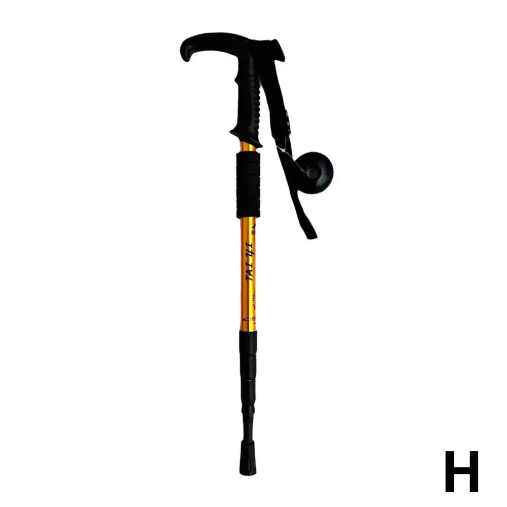 4 Section Trekking Poles Non-slip Wear-resistance Walking Stick Aluminium Alloy Ergonomic Handle Design Foldable Crutches Hiking