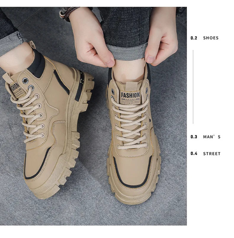 2025 Men's Casual Shoes Non-slip Wear-resistant High-top Sneakers Outdoor Comfortable Platform Hiking Shoes Designer Men's Shoes