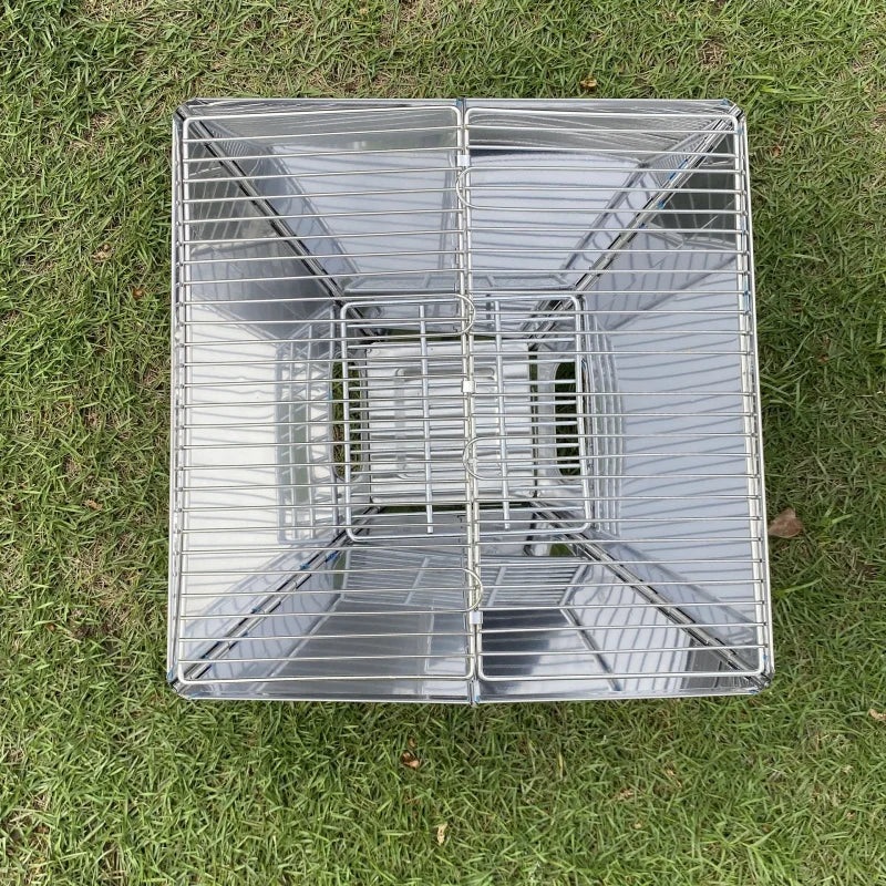 Portable Stainless Steel Folding Charcoal BBQ Grill For 3-4 Person Outdoor Camping Picnic Lightweight Easy Clean Barbecue