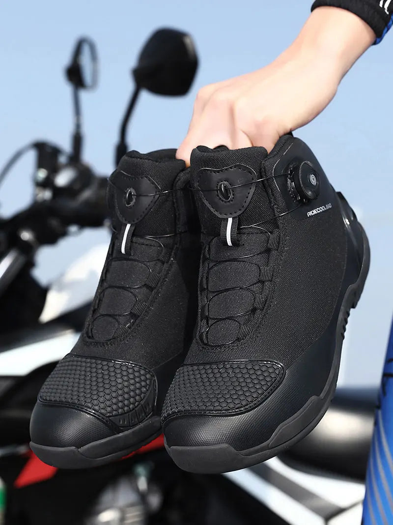 Men's Motorcycle Shoes New Waterproof Breathable Motorbike Shoes Men Motorcycle Short Boots Motos Bike Riding Shoes QK02
