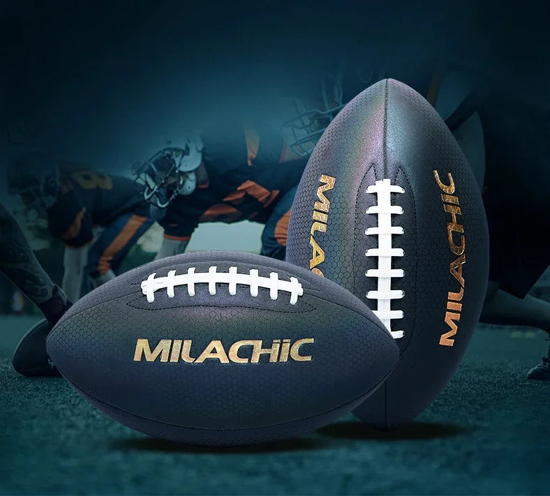 Training Reflective Rugby Ball Professional Grade Ball Toss Kick Practice for Youth Adult, Indoor and Outdoor Use, Size 3, 6, 9