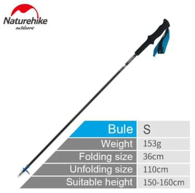 Naturehike-EXT Carbon Fiber Ultralight Walking Hiking Sticks,4 Sections Foldable Adjustable Trekking Poles Camping Hiking Tool