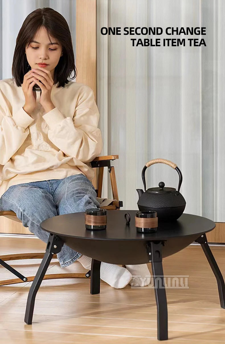 55cm Folding Portable Barbecue Charcoal Grill Outdoor Round Brazier Tea Heating Stove BBQ Desk Tabletop Carbon Bonfire