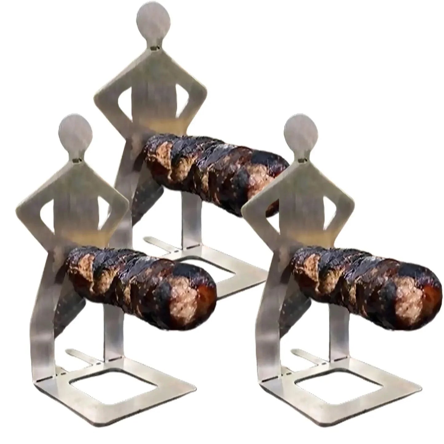 Stainless Steel Funny BBQ Sausage Holder Humanoid Grill Rack for Hot Dogs Portable Camping Picnic Essential with Humorous Design